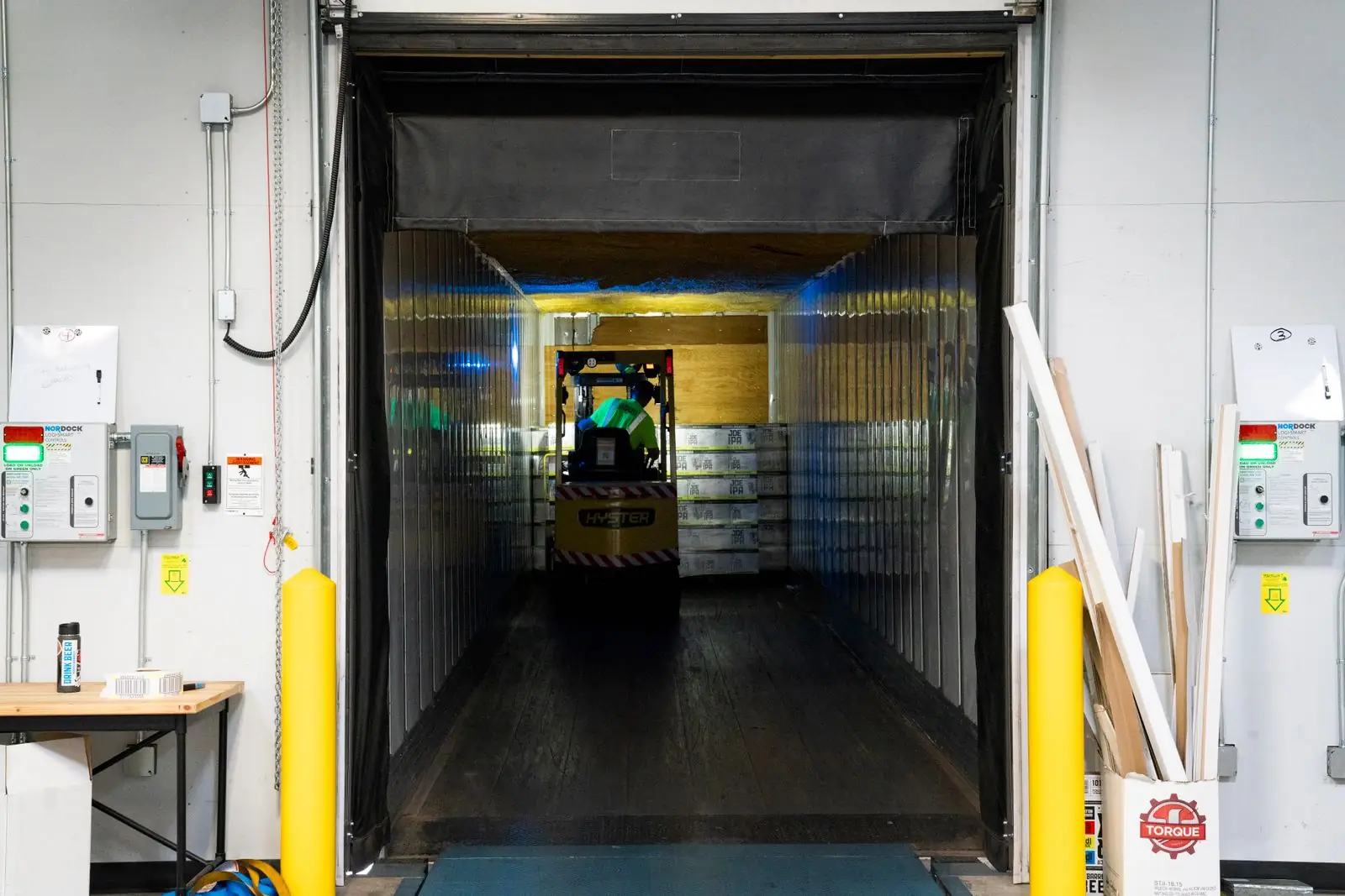 Insulated cold-room doorway at a loading dock
